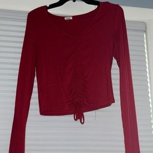 Garage clothing- long sleeve red cropped shirt